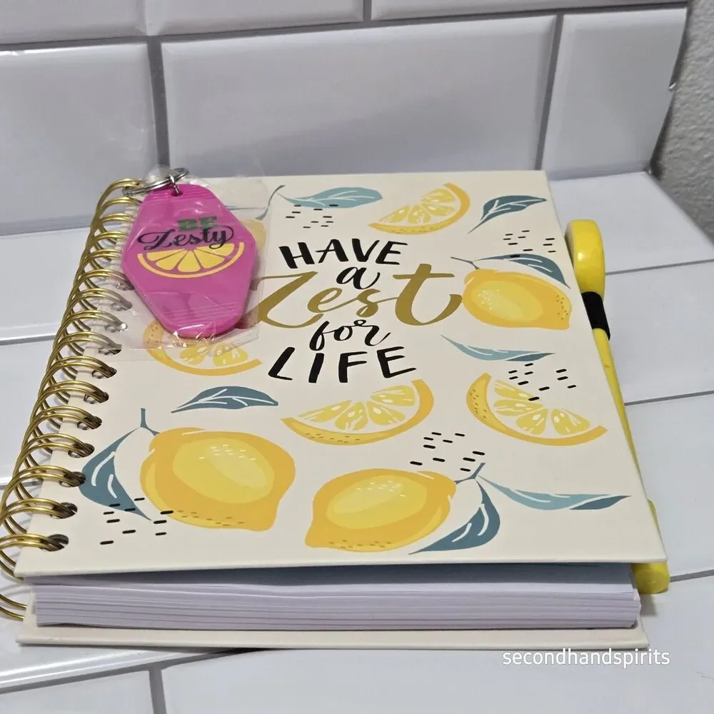 Journal  Notebook Lemons Have a Zest for Life ,matching Pen,keychain And Sticker